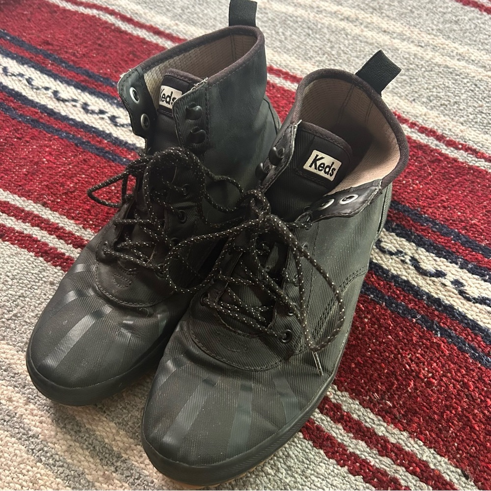 Keds Ortholite Water-resistant high top sneakers, black, womans size 8.5